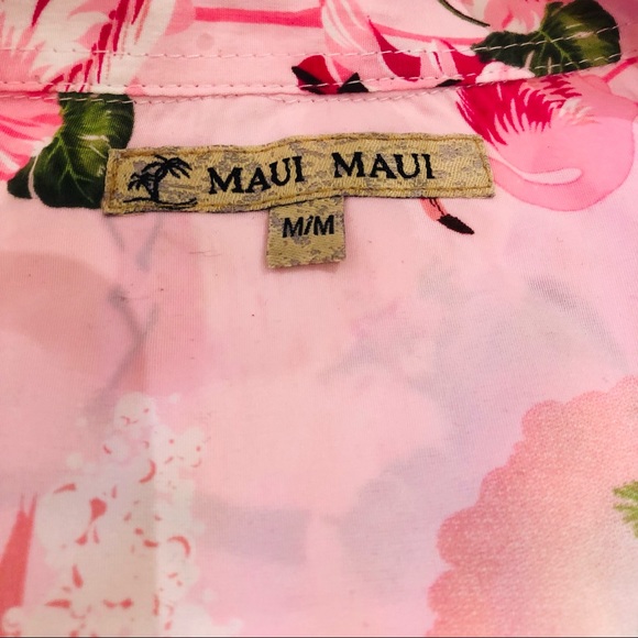 NWOT pink Maui Maui flamingos & dunes button down collared short sleeved  sz M - Picture 7 of 7